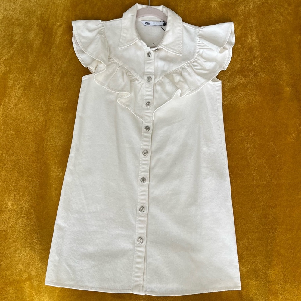 Zara White button down dress XS